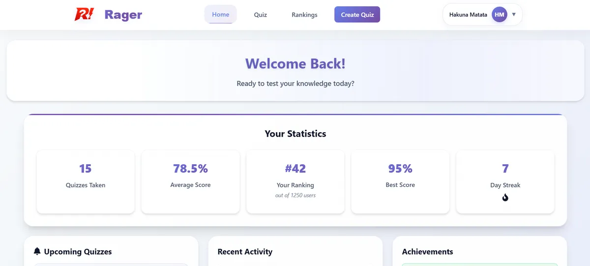 Rager - Quiz Application (Microservices)